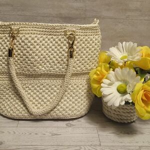 Elegant Cream Handwoven Tote Bag